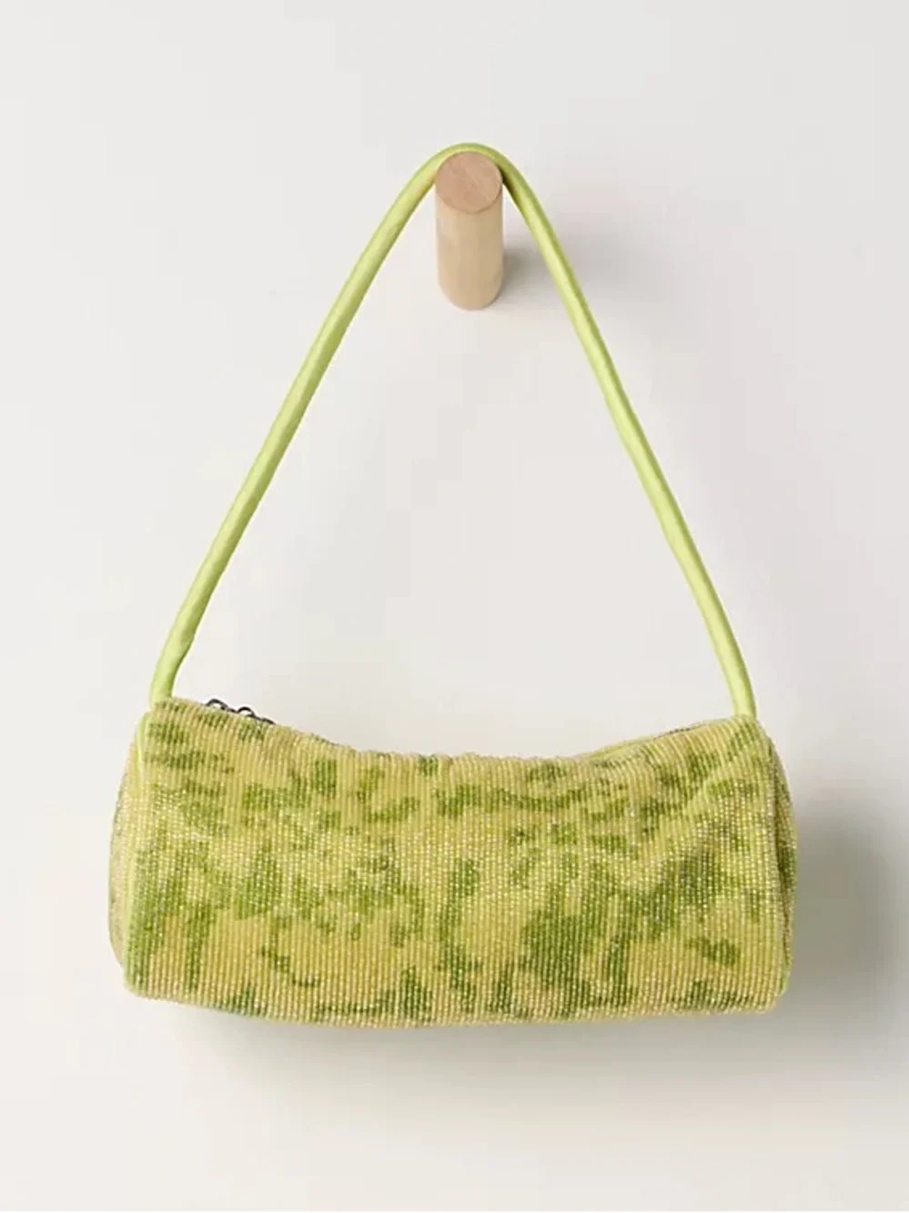 Free People Bailey Beaded Barrel Shoulder Handbag Purse Lime Green - NWT